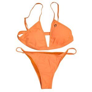 Dixxon Orange Tanning Swimsuit Brazilian String Bikini Womens XL 2 Piece Set